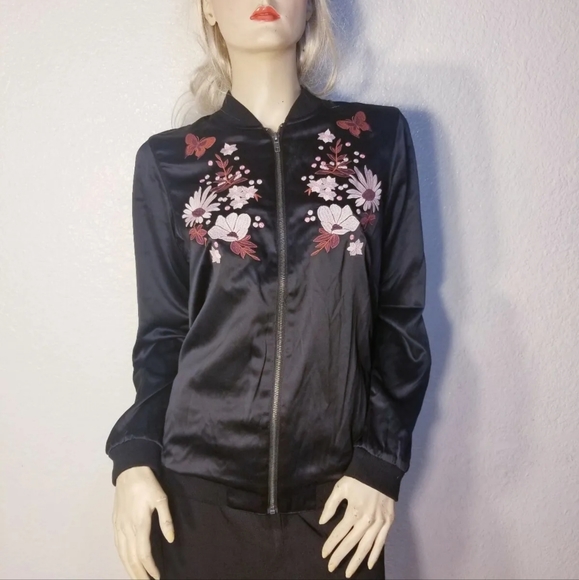 Xhilaration Jackets & Blazers - Women's black jacket floral Blouse lining full zip various sizes